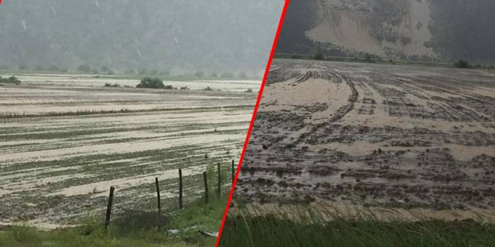 Konya’da etkili olan yağmur ekili arazileri su altında bıraktı