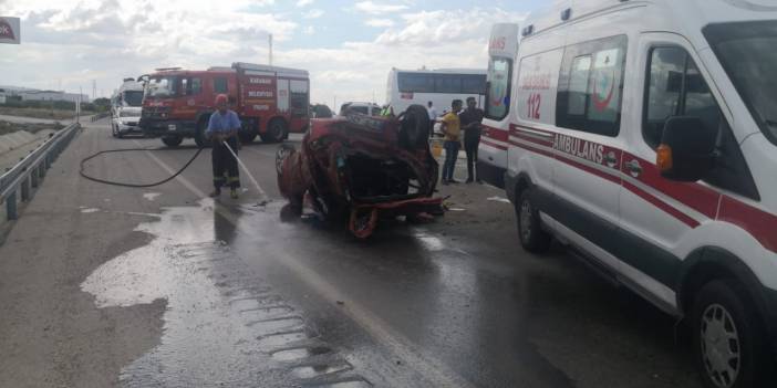 Konya yolunda iki otomobil çarpıştı! 4 yaralı var