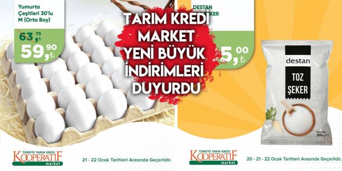 Tarım Kredi Market şeker ve yumurta dahil yeni indirimleri duyurdu