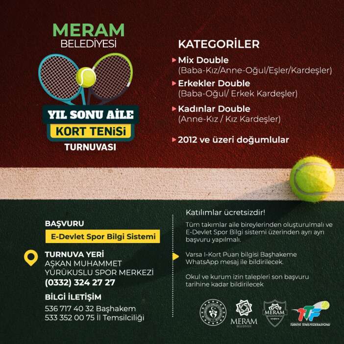 konyada-aileler-icin-tenis-turnuvasi-duzenlenecek