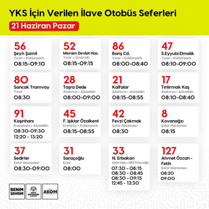 konya-buyuksehirden-yks-ogrencilerine-ulasim-destegi-toplu-tasima-ucretsiz-olacak